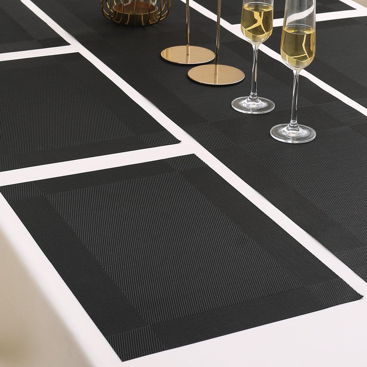 PVC Dining Table Mats, Black - HOKIPO | Har Ghar ka Humsafar