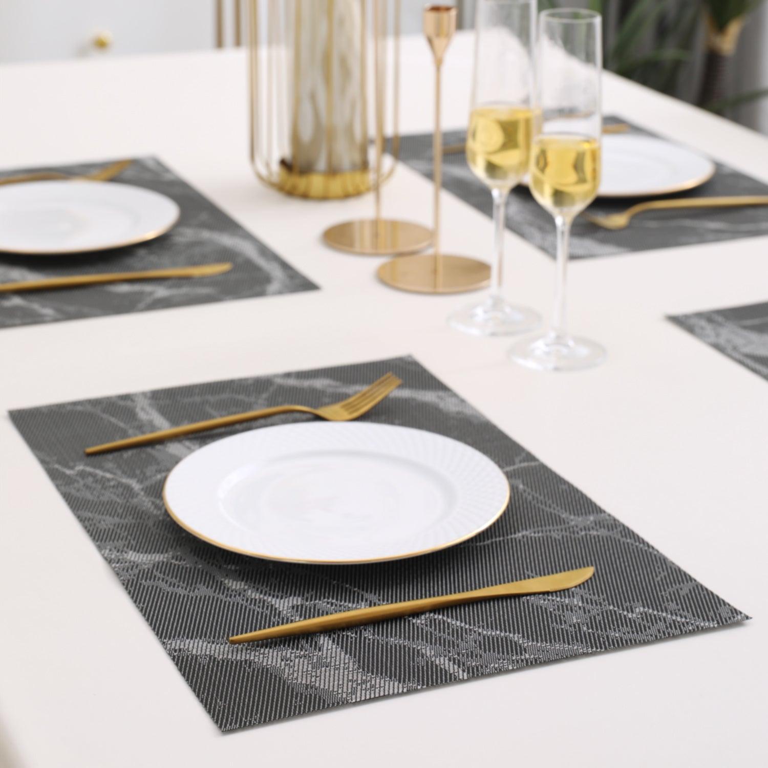 PVC Dining Table Mats, Black - HOKIPO | Har Ghar ka Humsafar