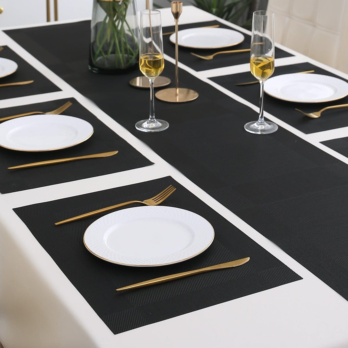 PVC Dining Table Mats, Black - HOKIPO | Har Ghar ka Humsafar