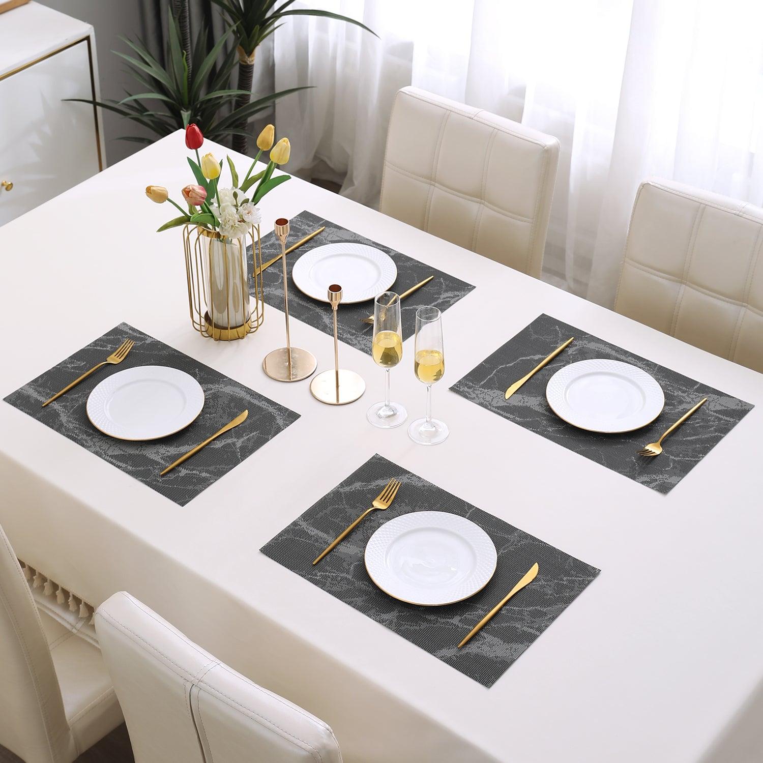 PVC Dining Table Mats, Black - HOKIPO | Har Ghar ka Humsafar