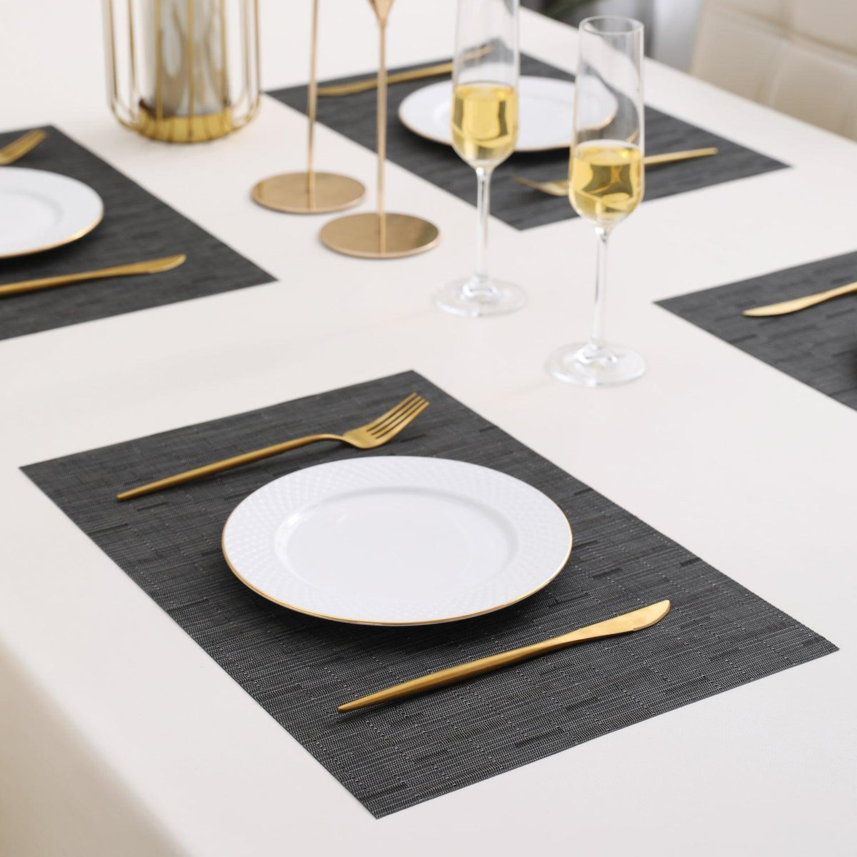 PVC Dining Table Mats, Black - HOKIPO | Har Ghar ka Humsafar