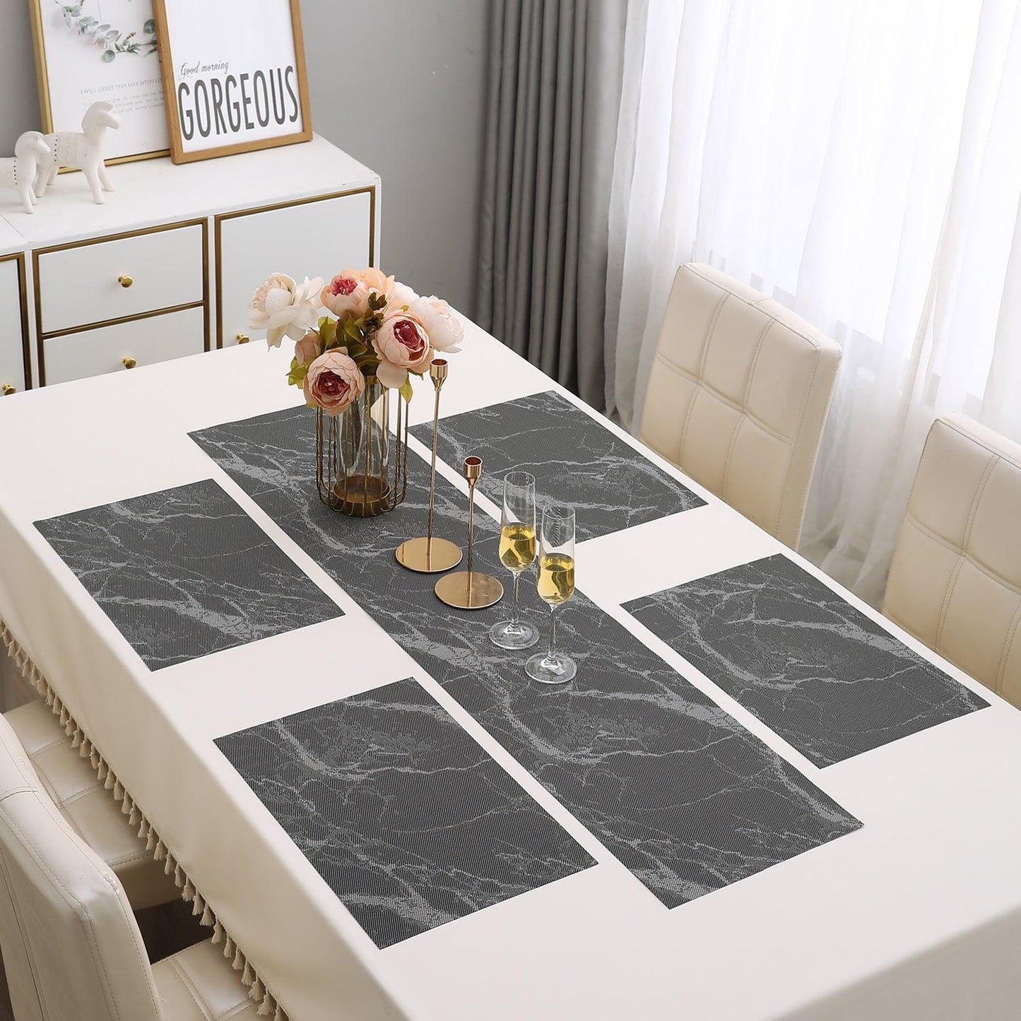 PVC Dining Table Mats, Black - HOKIPO | Har Ghar ka Humsafar