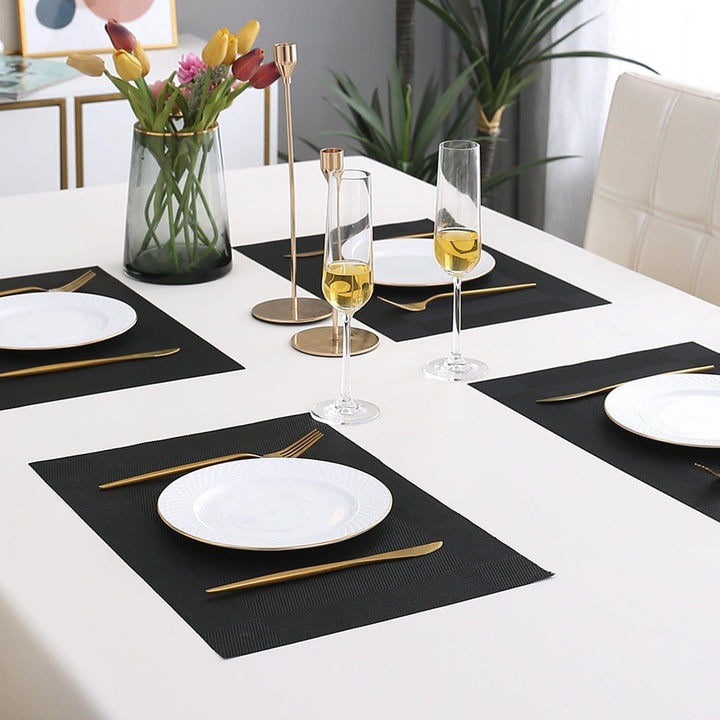 PVC Dining Table Mats, Black - HOKIPO | Har Ghar ka Humsafar