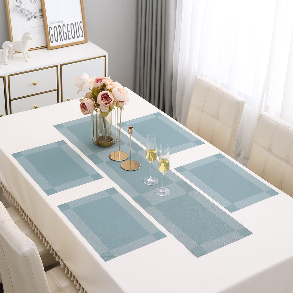 PVC Dining Table Mats, Blue - HOKIPO | Har Ghar ka Humsafar