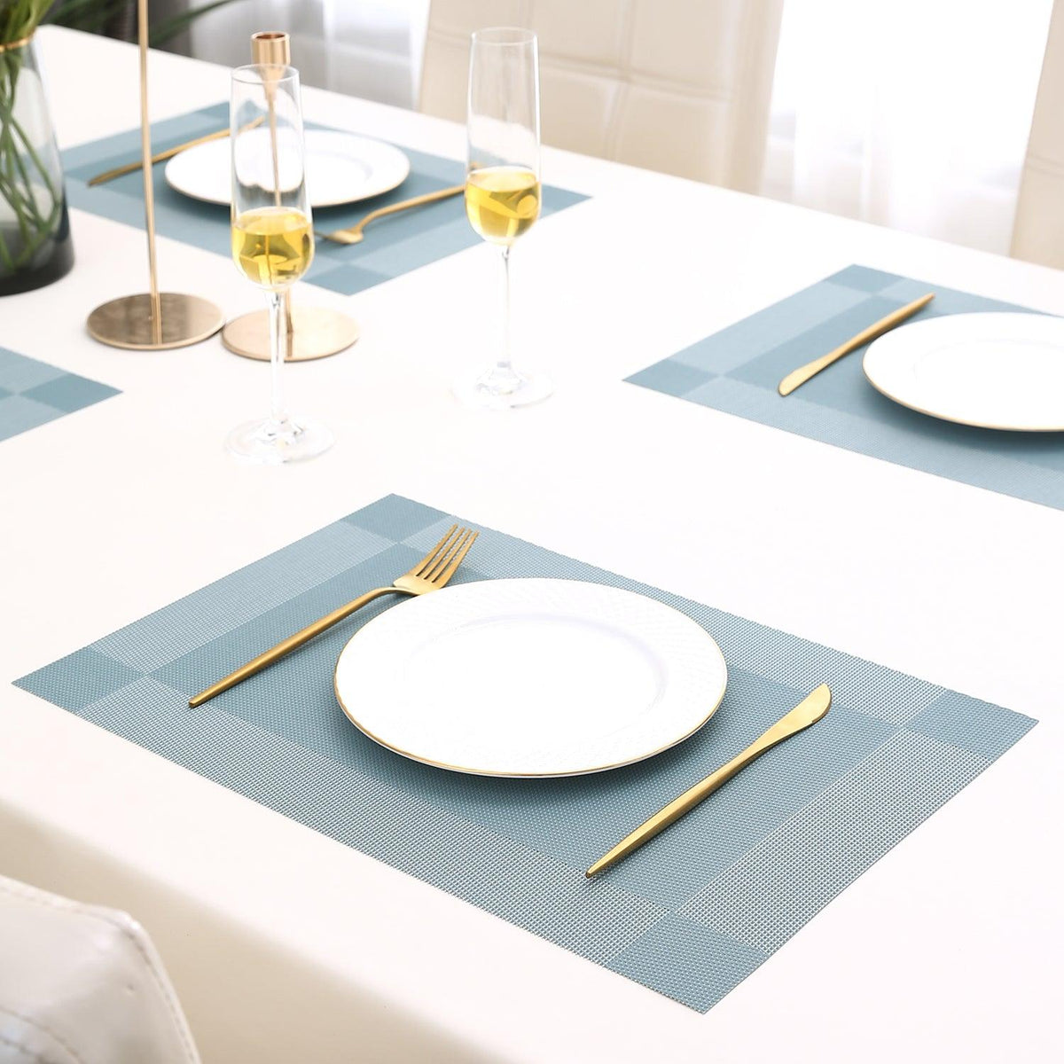 PVC Dining Table Mats, Blue - HOKIPO | Har Ghar ka Humsafar