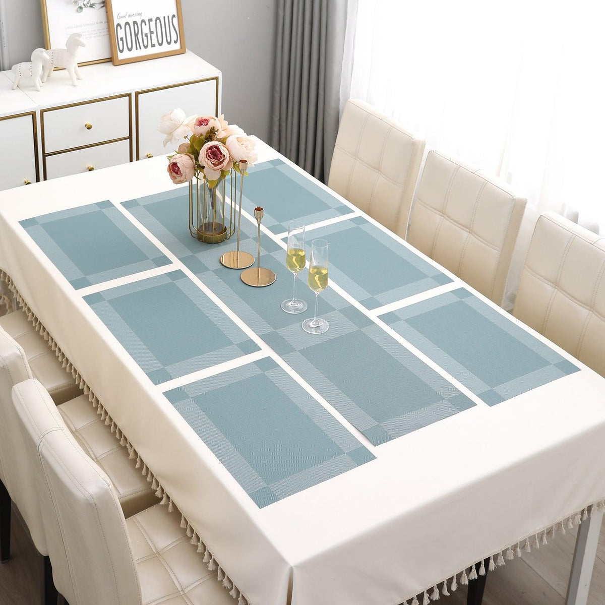 PVC Dining Table Mats, Blue - HOKIPO | Har Ghar ka Humsafar