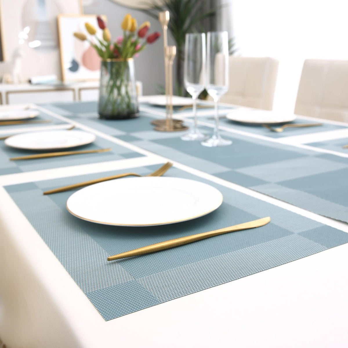 PVC Dining Table Mats, Blue - HOKIPO | Har Ghar ka Humsafar