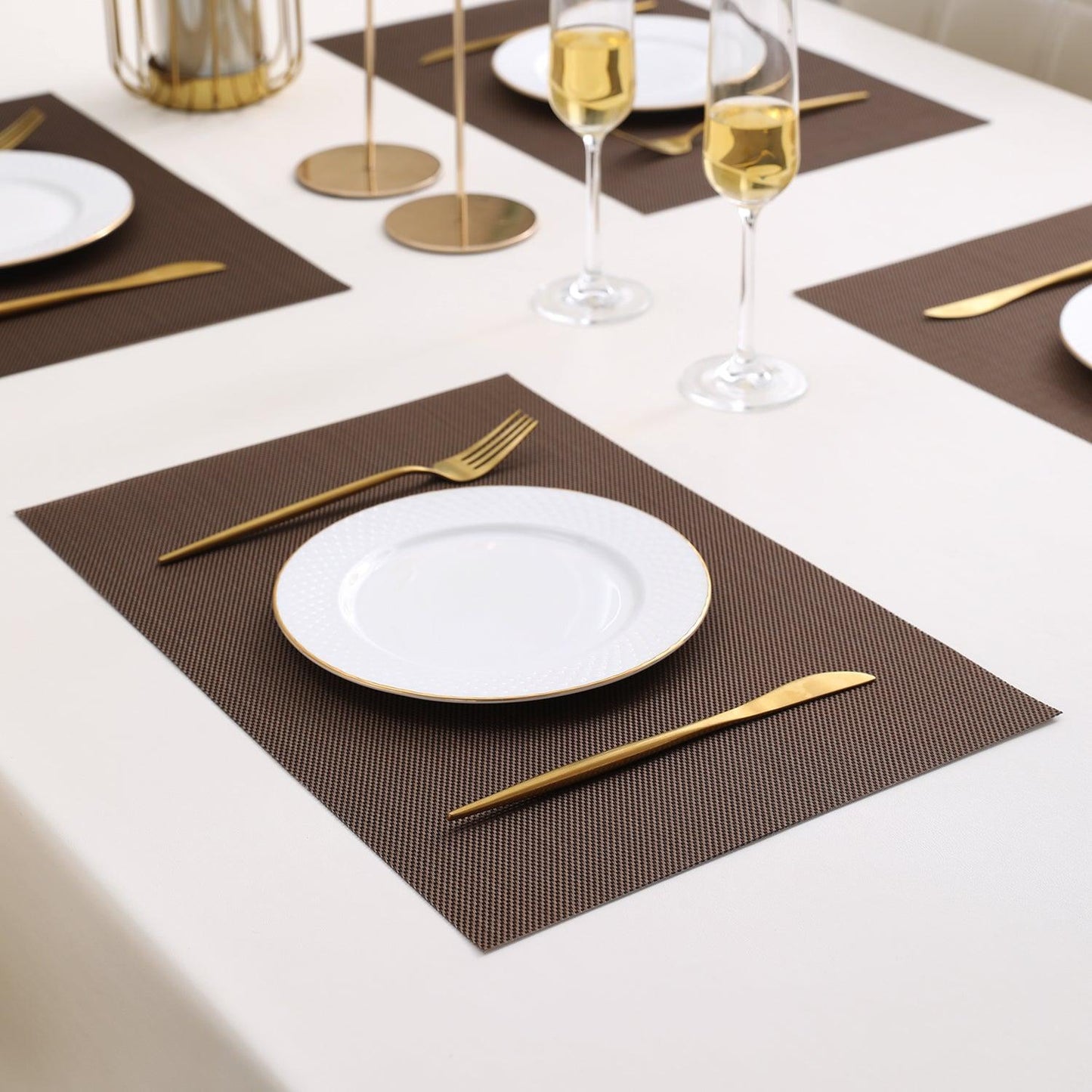 PVC Dining Table Mats, Brown - HOKIPO | Har Ghar ka Humsafar