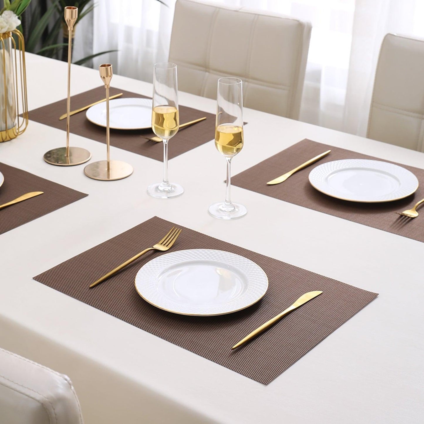 PVC Dining Table Mats, Brown - HOKIPO | Har Ghar ka Humsafar