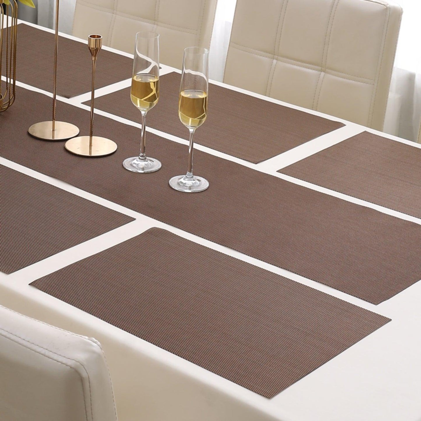 PVC Dining Table Mats, Brown - HOKIPO | Har Ghar ka Humsafar