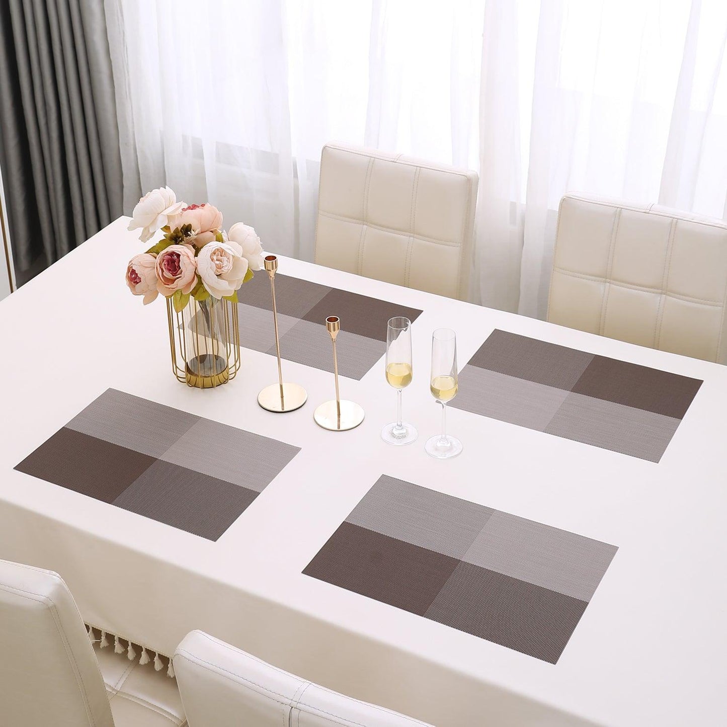 PVC Dining Table Mats, Brown - HOKIPO | Har Ghar ka Humsafar