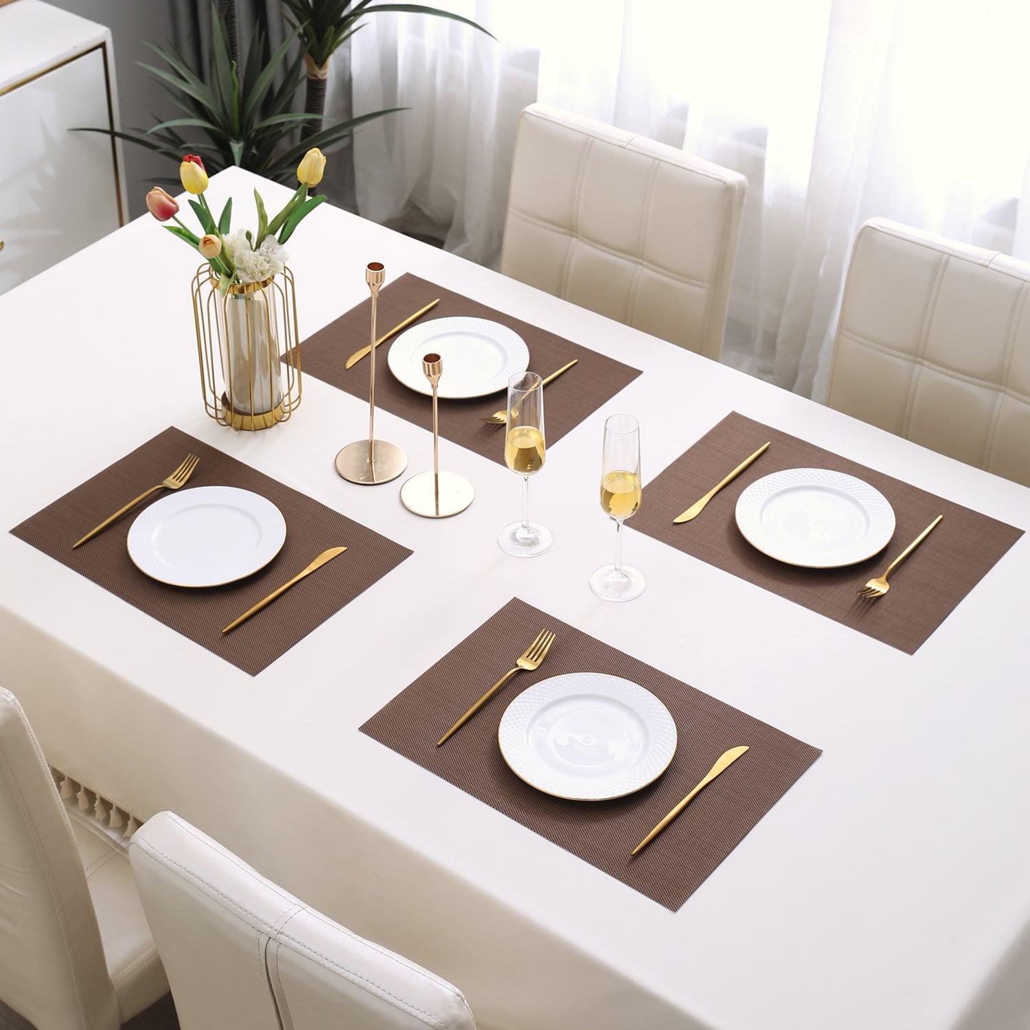 PVC Dining Table Mats, Brown - HOKIPO | Har Ghar ka Humsafar