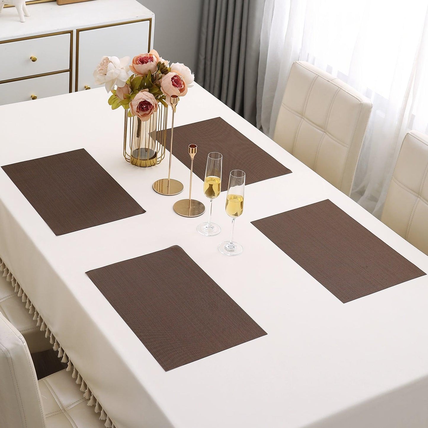 PVC Dining Table Mats, Brown - HOKIPO | Har Ghar ka Humsafar