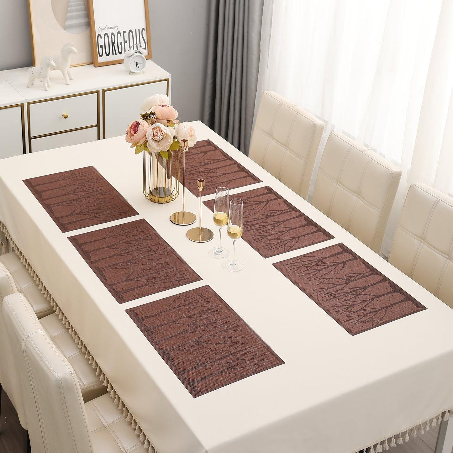 PVC Dining Table Mats, Brown Tree - HOKIPO | Har Ghar ka Humsafar