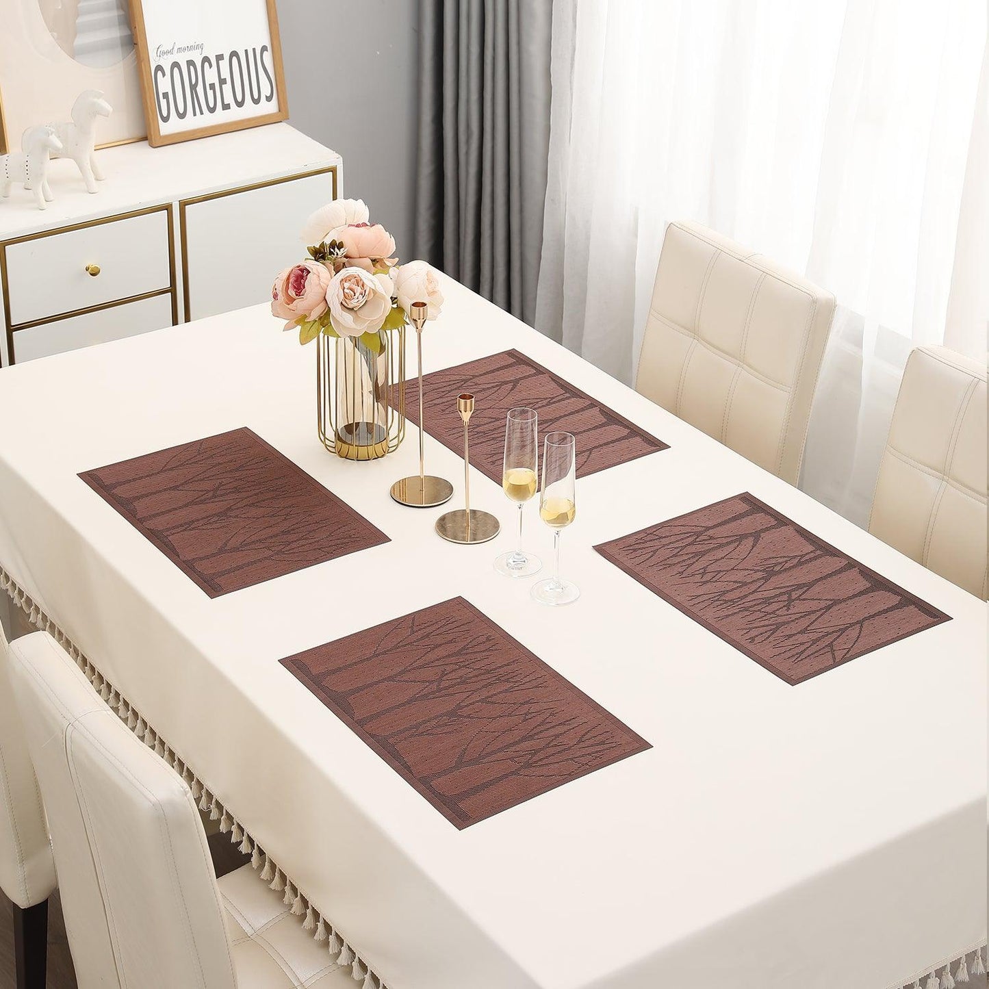 PVC Dining Table Mats, Brown Tree - HOKIPO | Har Ghar ka Humsafar