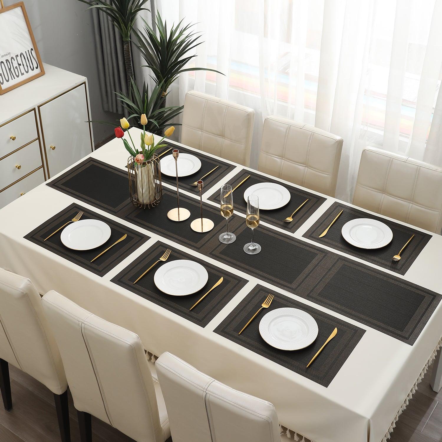 PVC Dining Table Mats, Charcoal Black - HOKIPO | Har Ghar ka Humsafar