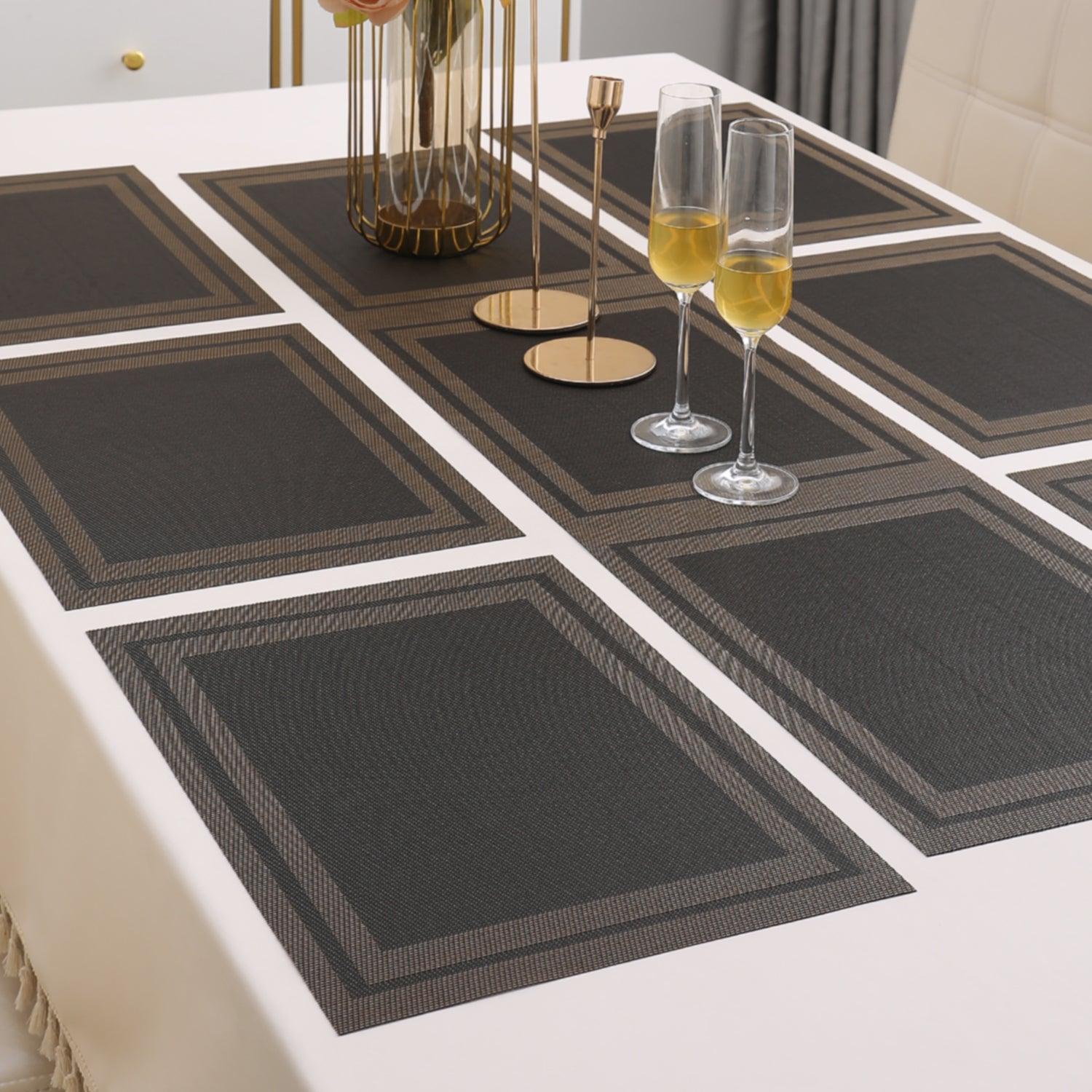 PVC Dining Table Mats, Charcoal Black - HOKIPO | Har Ghar ka Humsafar