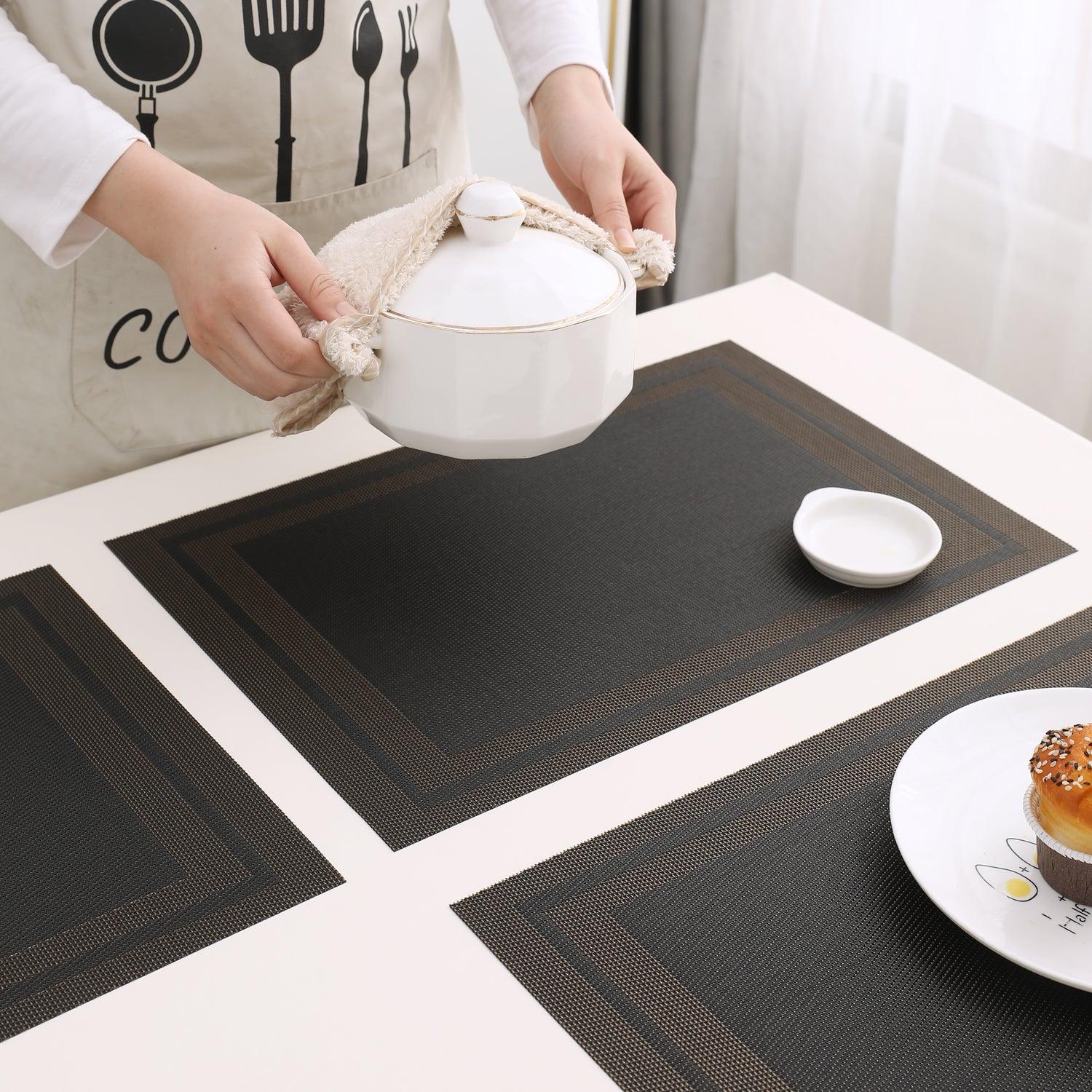 PVC Dining Table Mats, Charcoal Black - HOKIPO | Har Ghar ka Humsafar