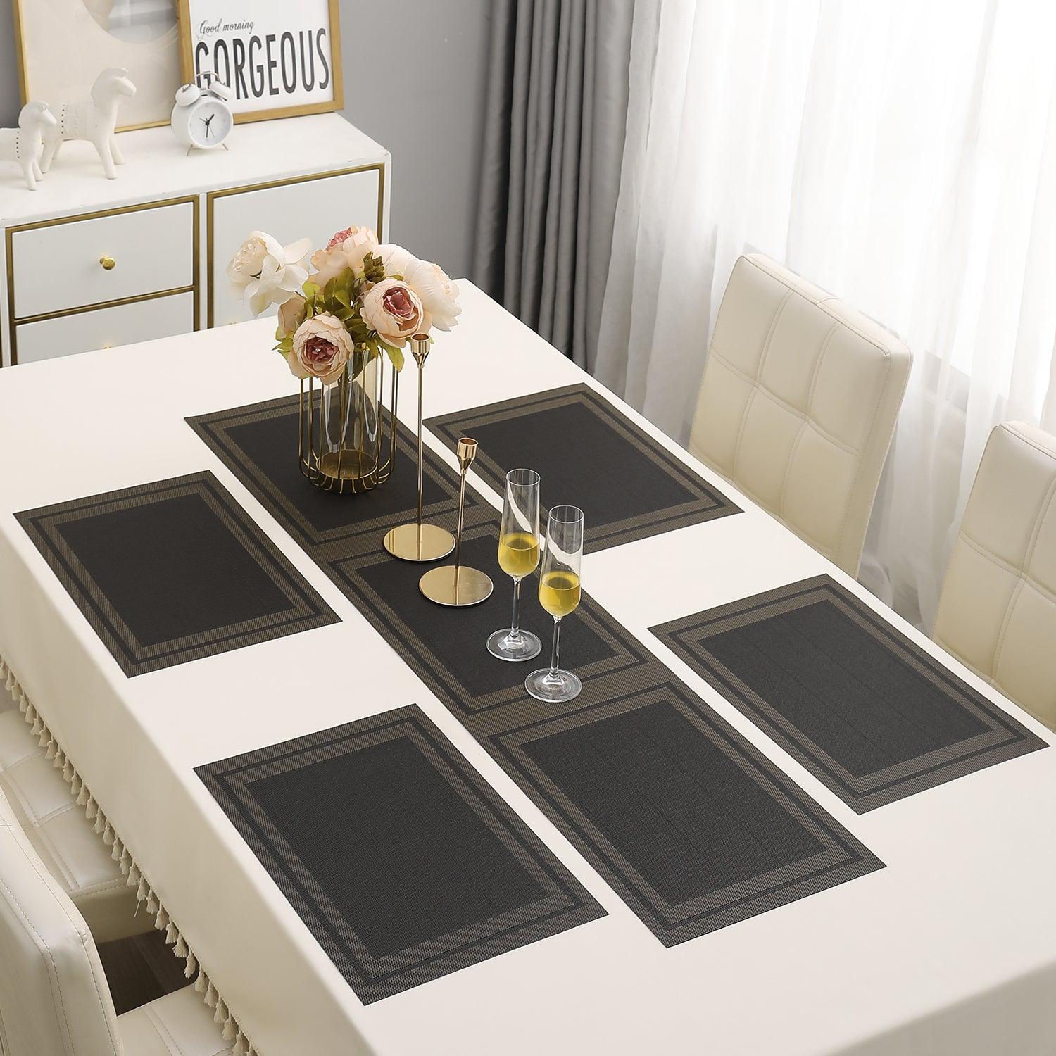 PVC Dining Table Mats, Charcoal Black - HOKIPO | Har Ghar ka Humsafar