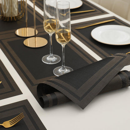 PVC Dining Table Mats, Charcoal Black - HOKIPO | Har Ghar ka Humsafar