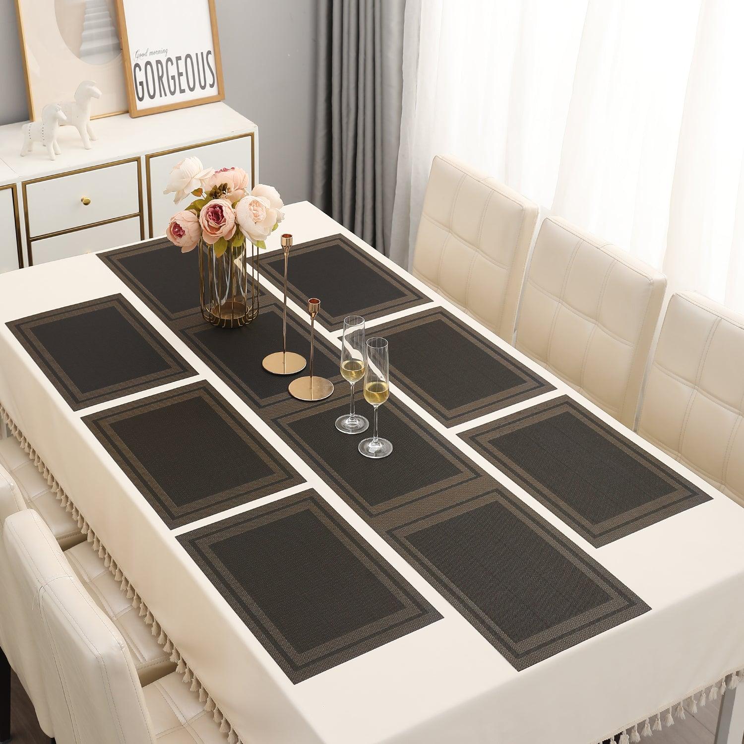 PVC Dining Table Mats, Charcoal Black - HOKIPO | Har Ghar ka Humsafar