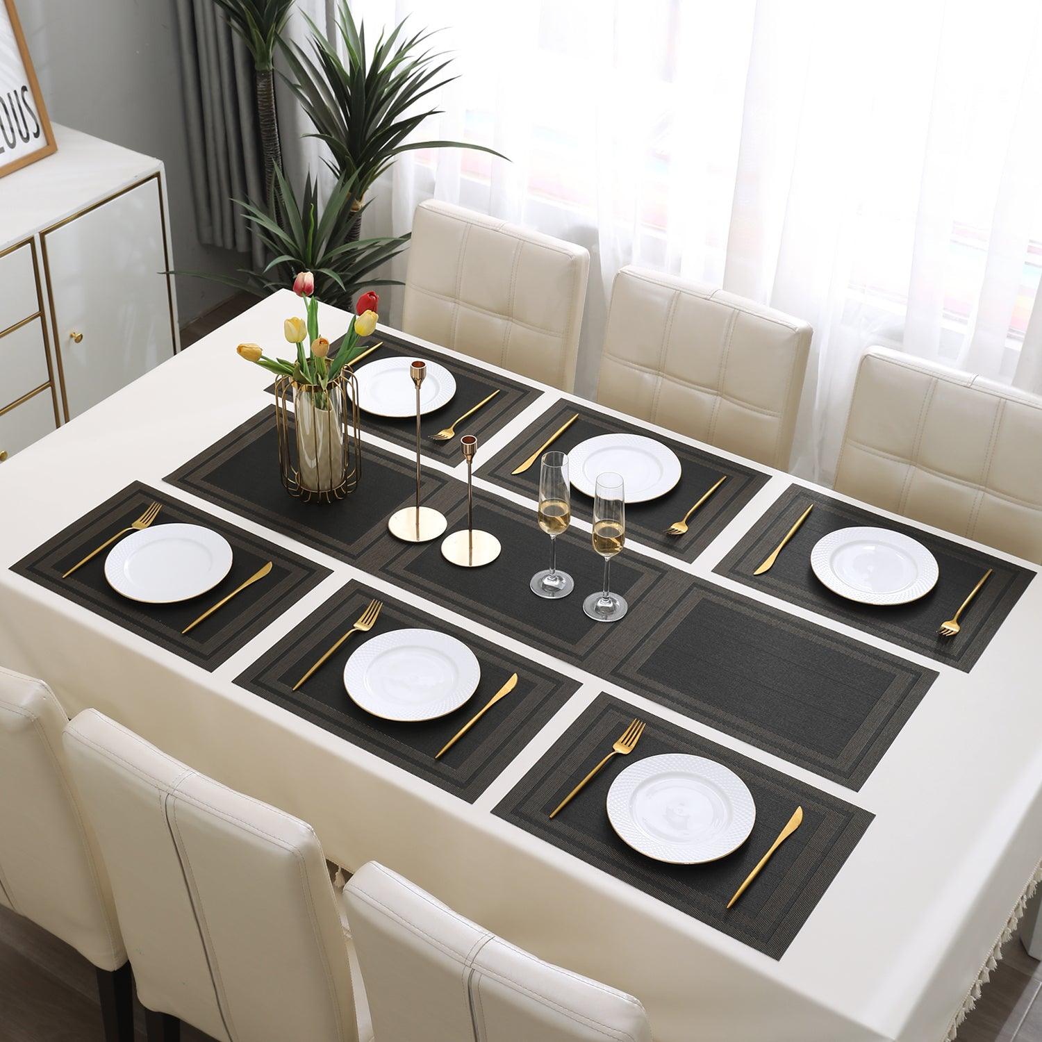 PVC Dining Table Mats, Charcoal Black - HOKIPO | Har Ghar ka Humsafar