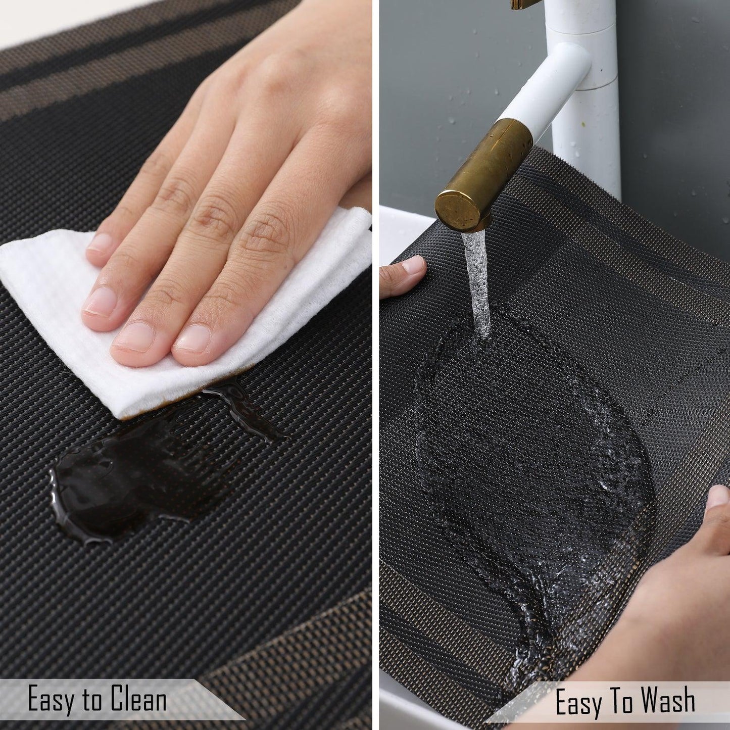 PVC Dining Table Mats, Charcoal Black - HOKIPO | Har Ghar ka Humsafar