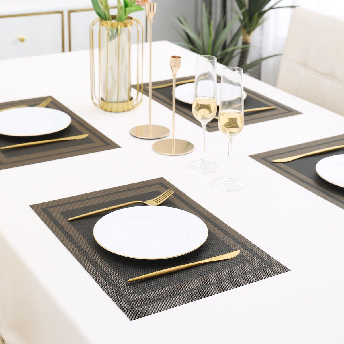 PVC Dining Table Mats, Charcoal Black - HOKIPO | Har Ghar ka Humsafar