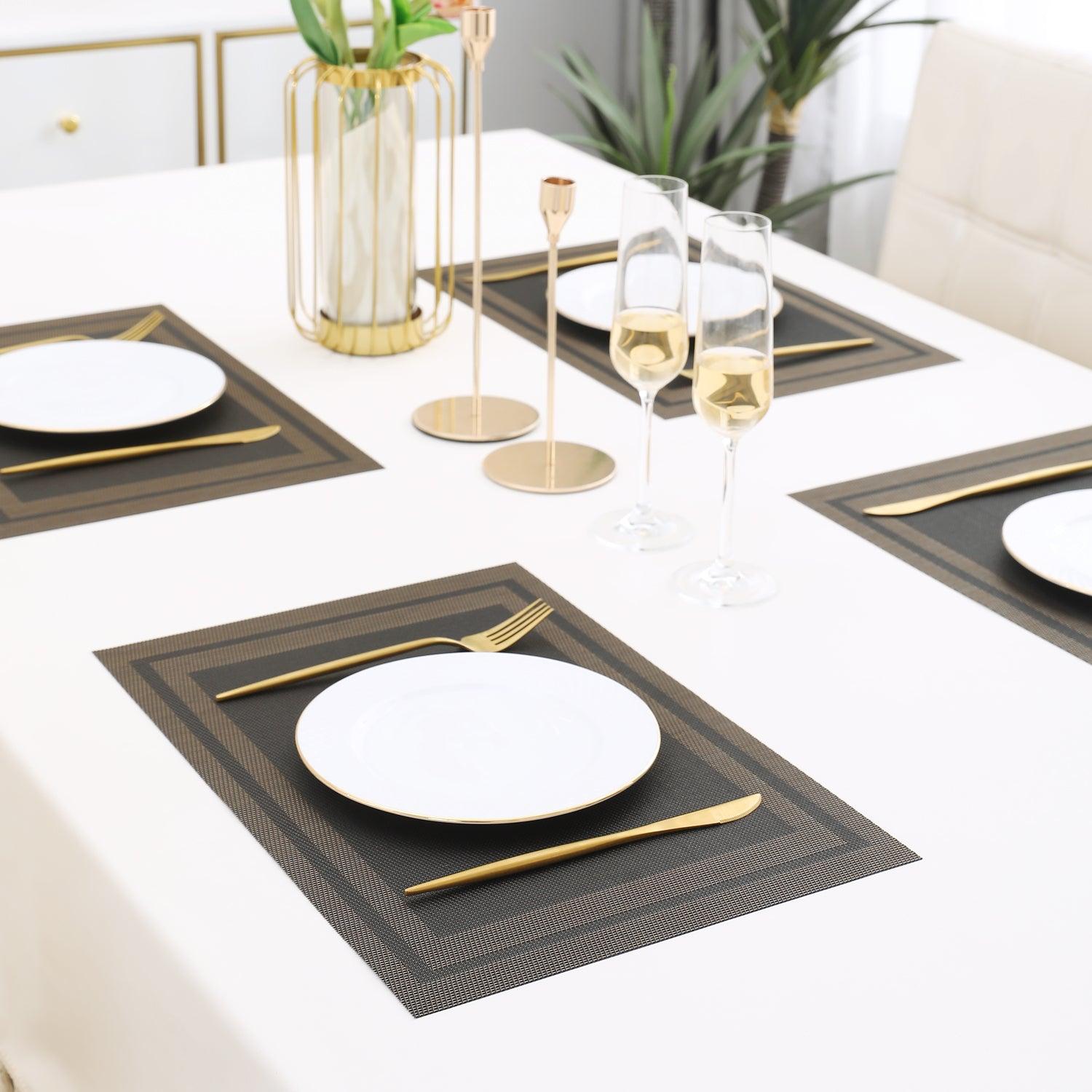 PVC Dining Table Mats, Charcoal Black - HOKIPO | Har Ghar ka Humsafar