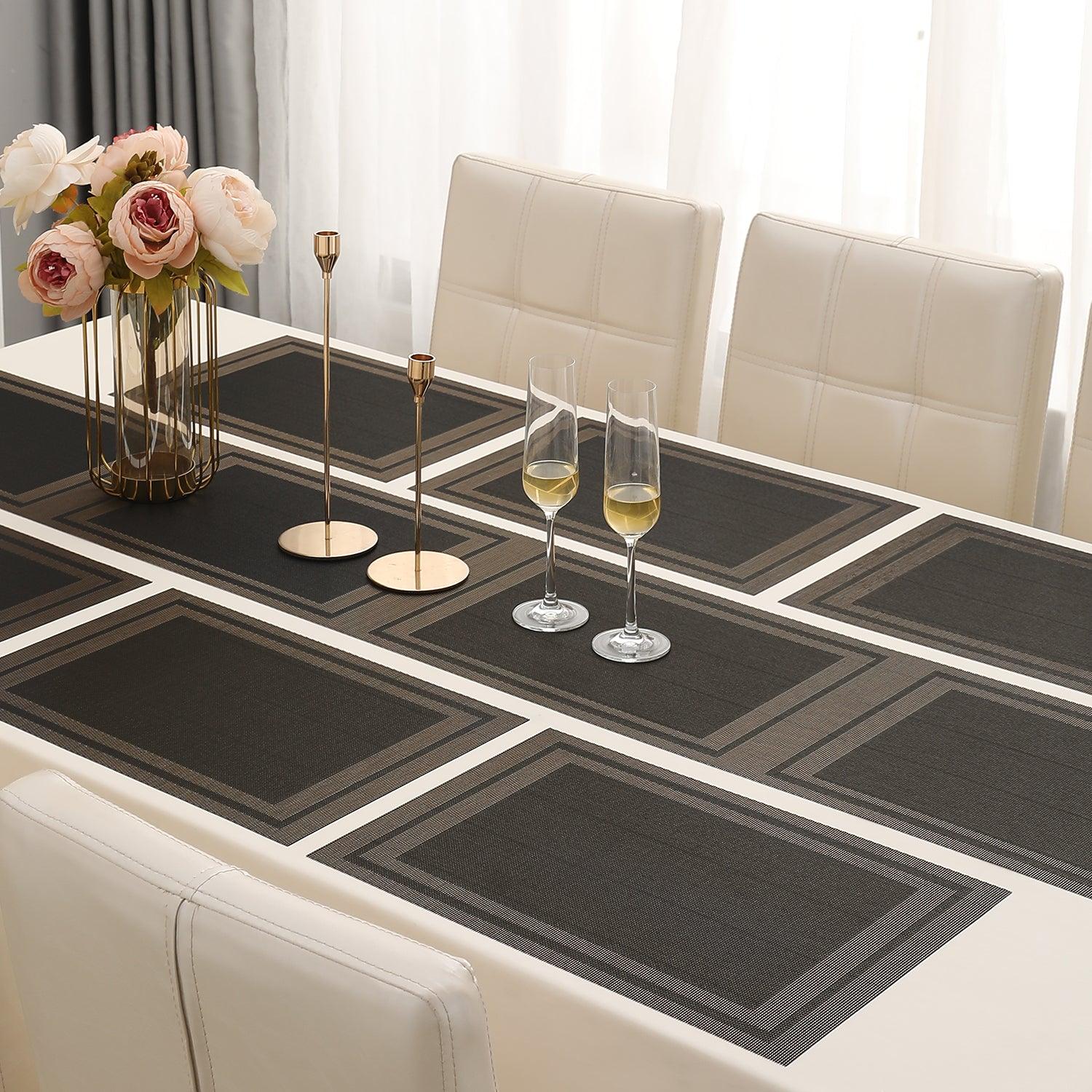 PVC Dining Table Mats, Charcoal Black - HOKIPO | Har Ghar ka Humsafar