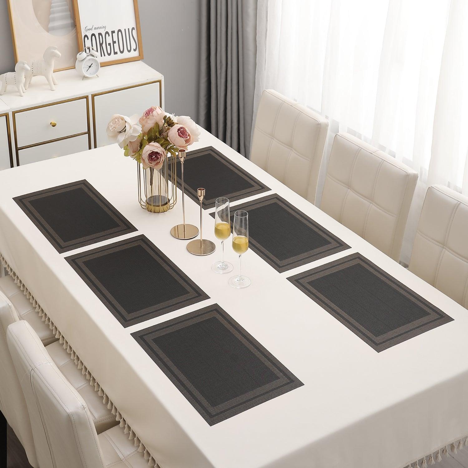 PVC Dining Table Mats, Charcoal Black - HOKIPO | Har Ghar ka Humsafar