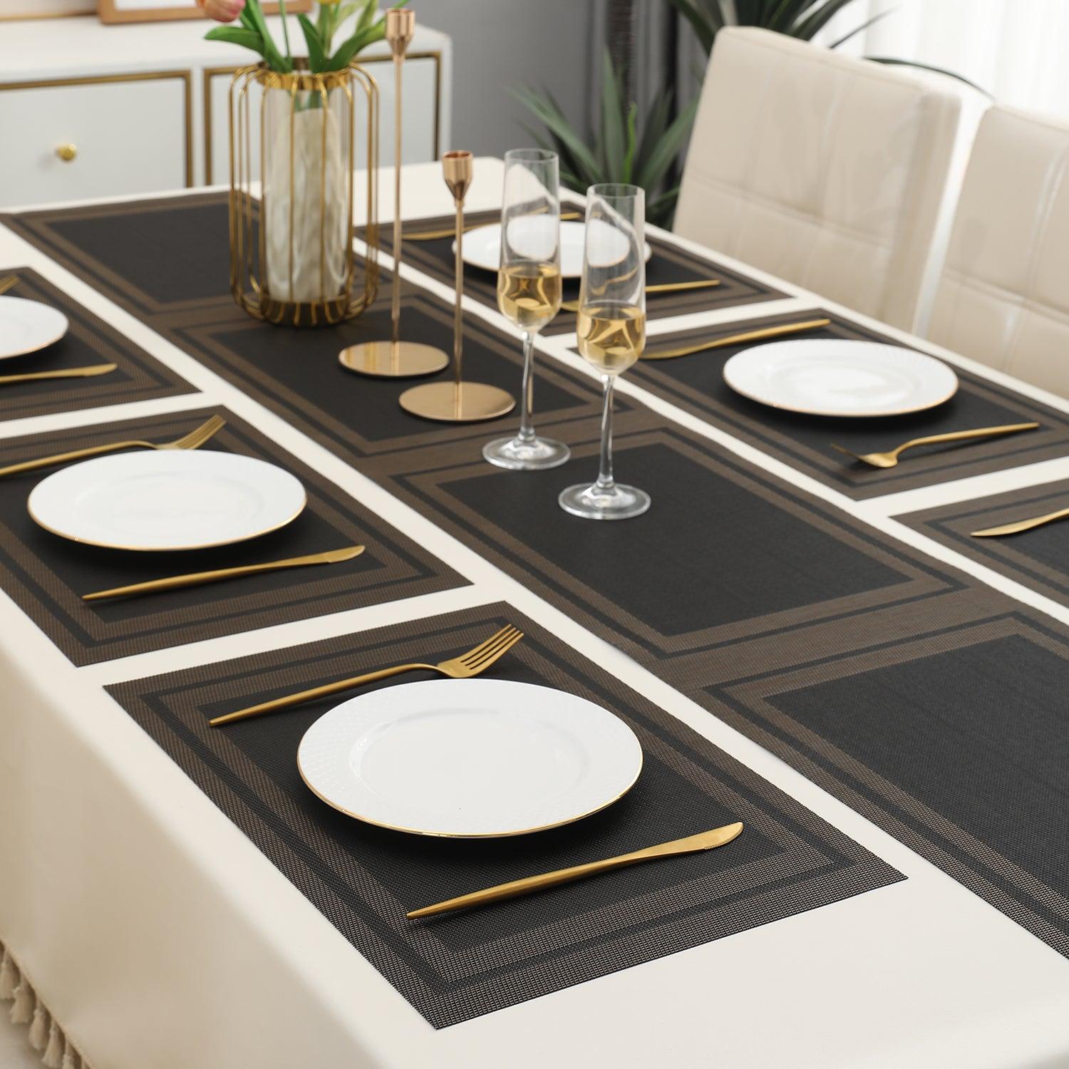 PVC Dining Table Mats, Charcoal Black - HOKIPO | Har Ghar ka Humsafar