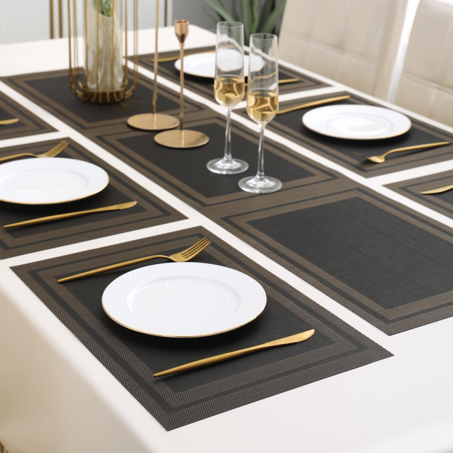 PVC Dining Table Mats, Charcoal Black - HOKIPO | Har Ghar ka Humsafar