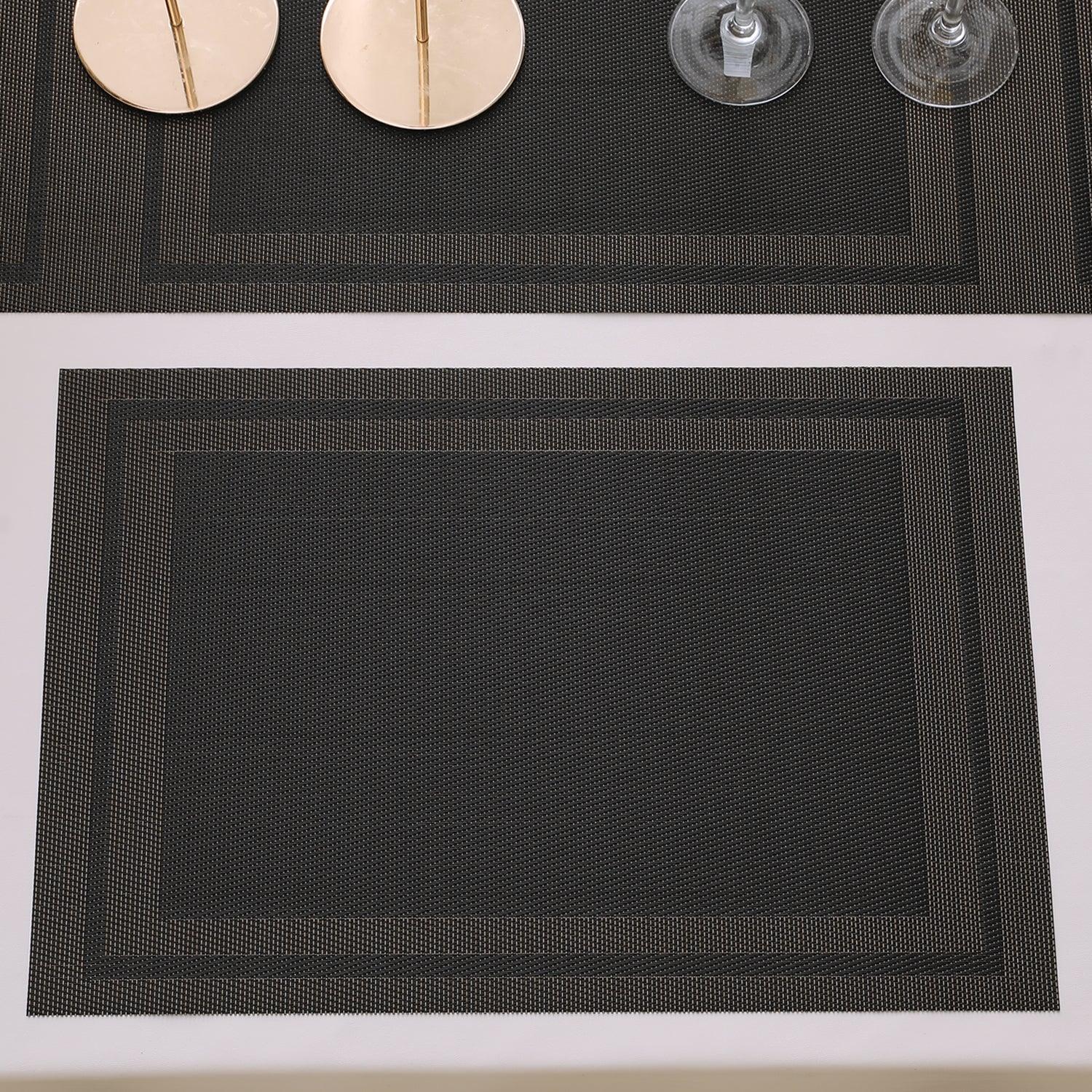 PVC Dining Table Mats, Charcoal Black - HOKIPO | Har Ghar ka Humsafar