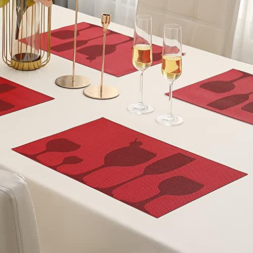 PVC Dining Table Mats, Cherry Red - HOKIPO | Har Ghar ka Humsafar