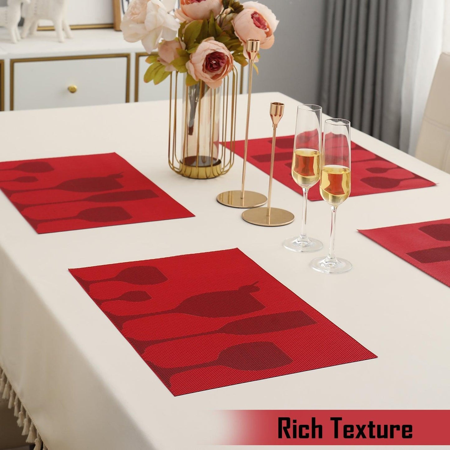 PVC Dining Table Mats, Cherry Red - HOKIPO | Har Ghar ka Humsafar