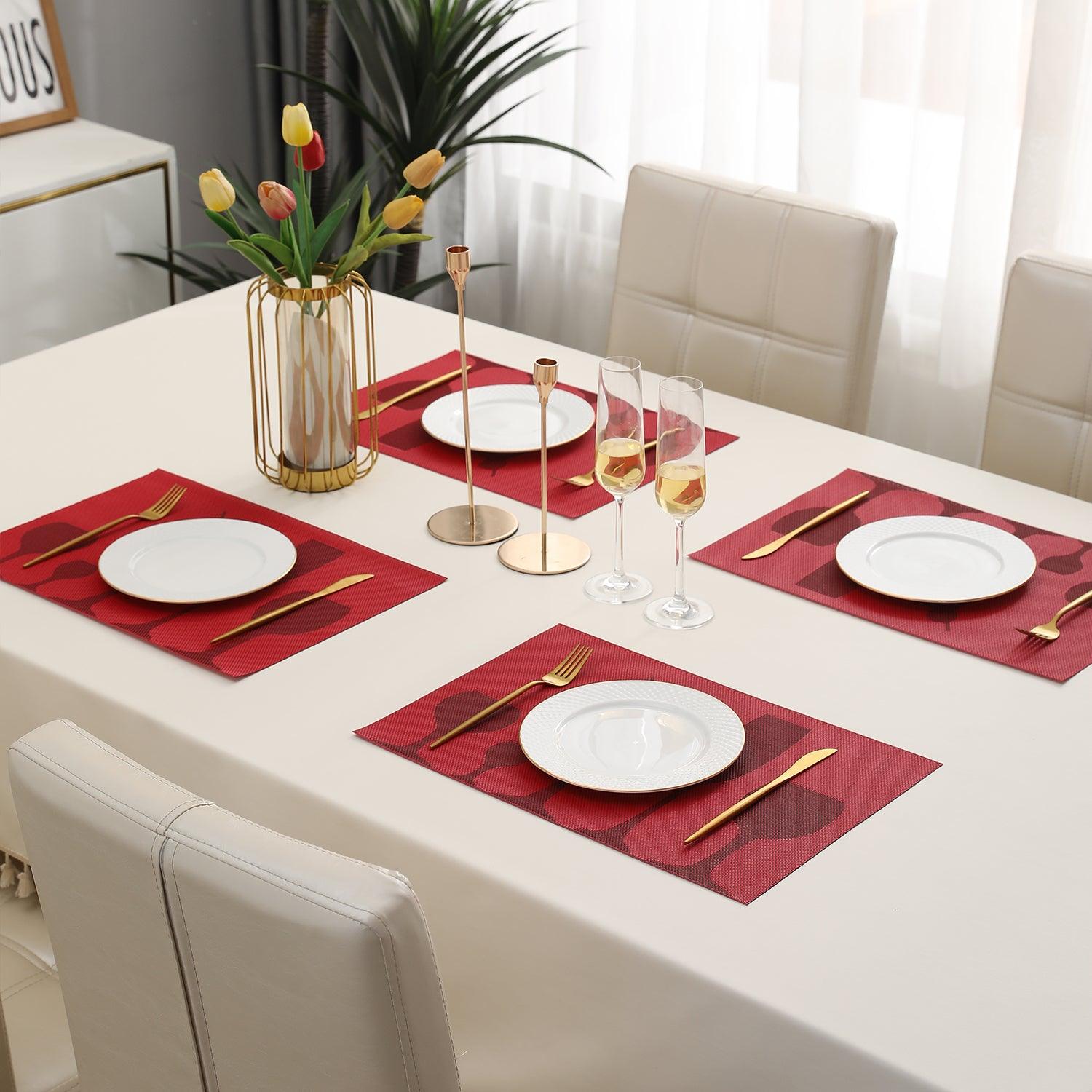 PVC Dining Table Mats, Cherry Red - HOKIPO | Har Ghar ka Humsafar