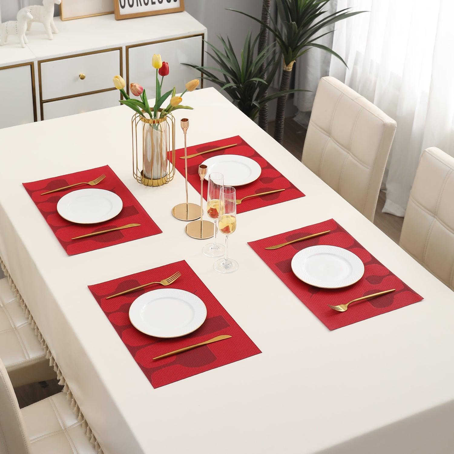 PVC Dining Table Mats, Cherry Red - HOKIPO | Har Ghar ka Humsafar