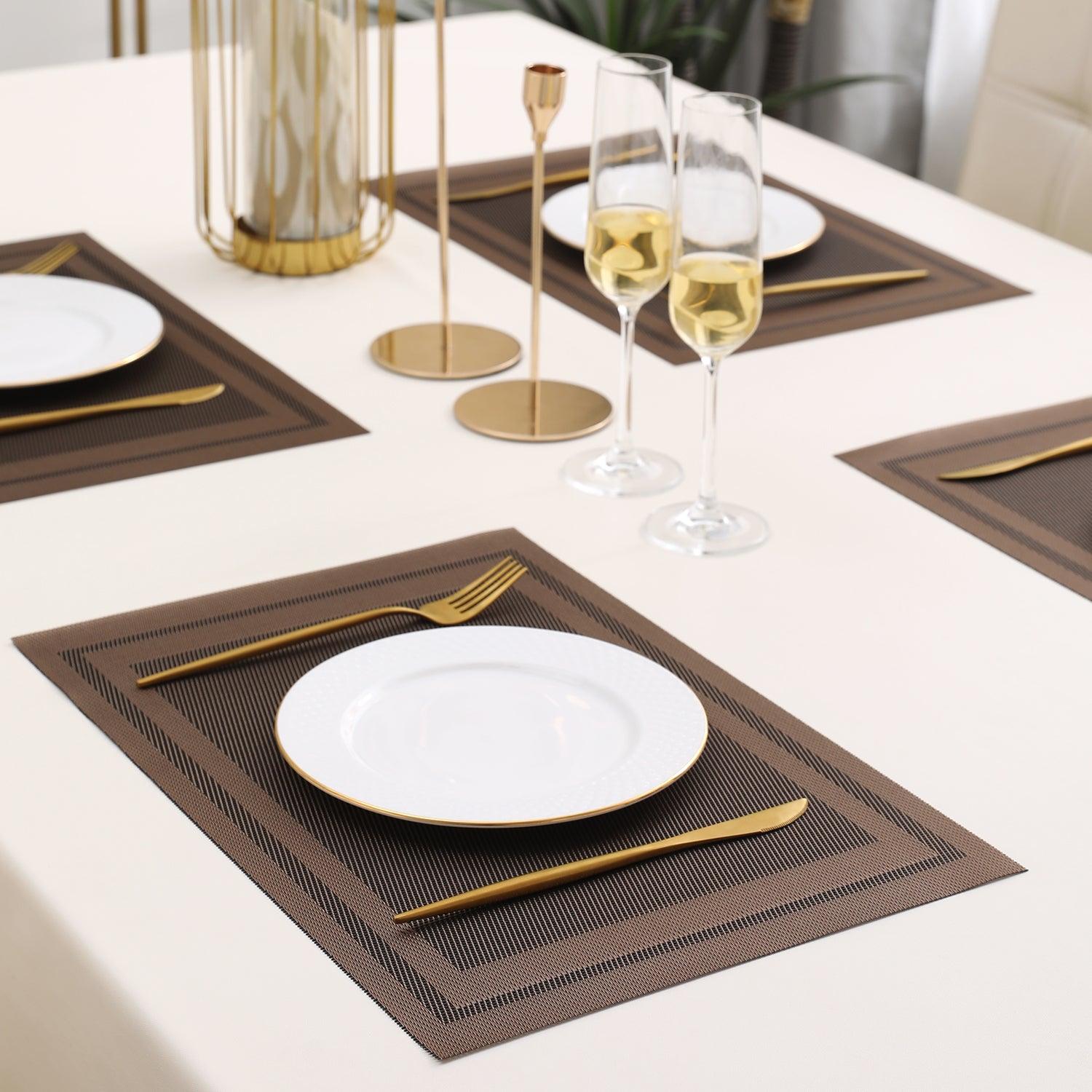 PVC Dining Table Mats, Copper Brown - HOKIPO | Har Ghar ka Humsafar