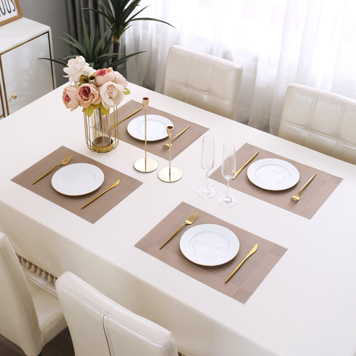 PVC Dining Table Mats, Copper Brown - HOKIPO | Har Ghar ka Humsafar