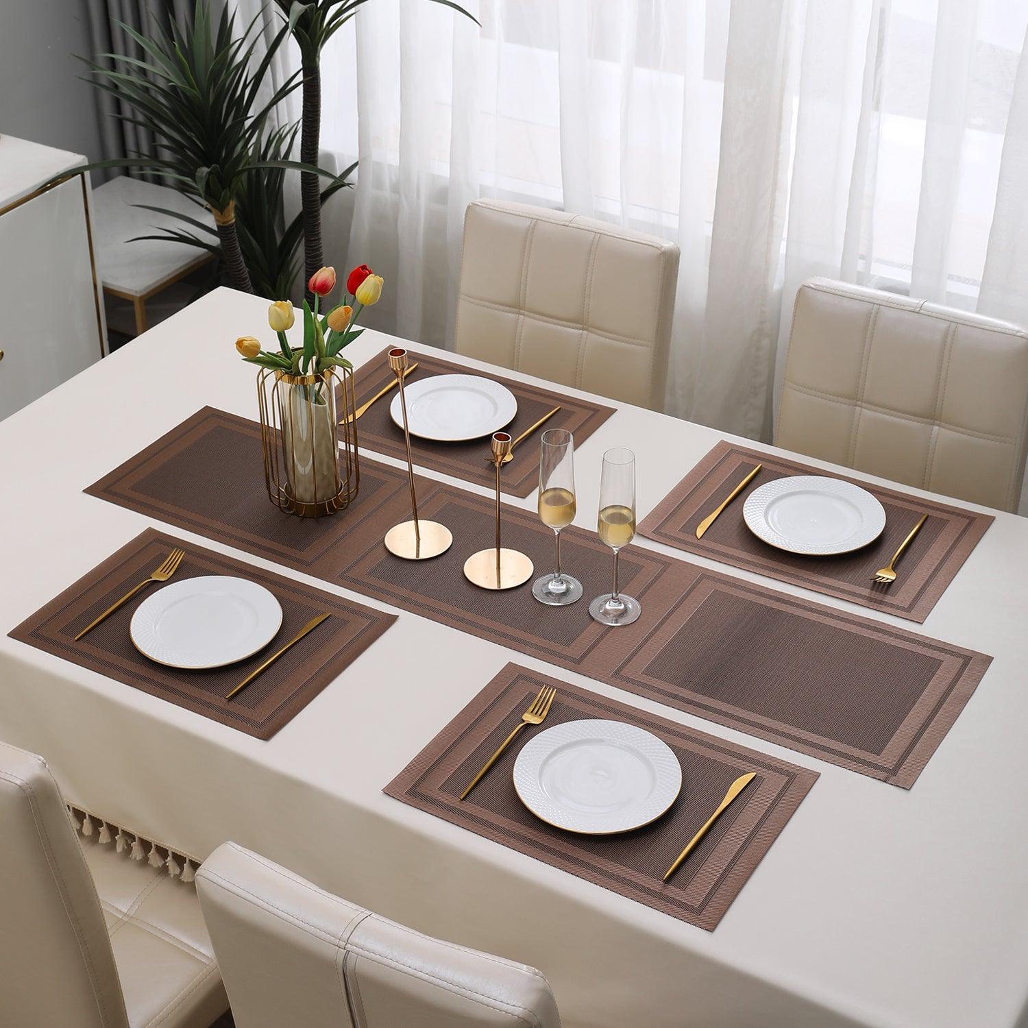 PVC Dining Table Mats, Copper Brown - HOKIPO | Har Ghar ka Humsafar