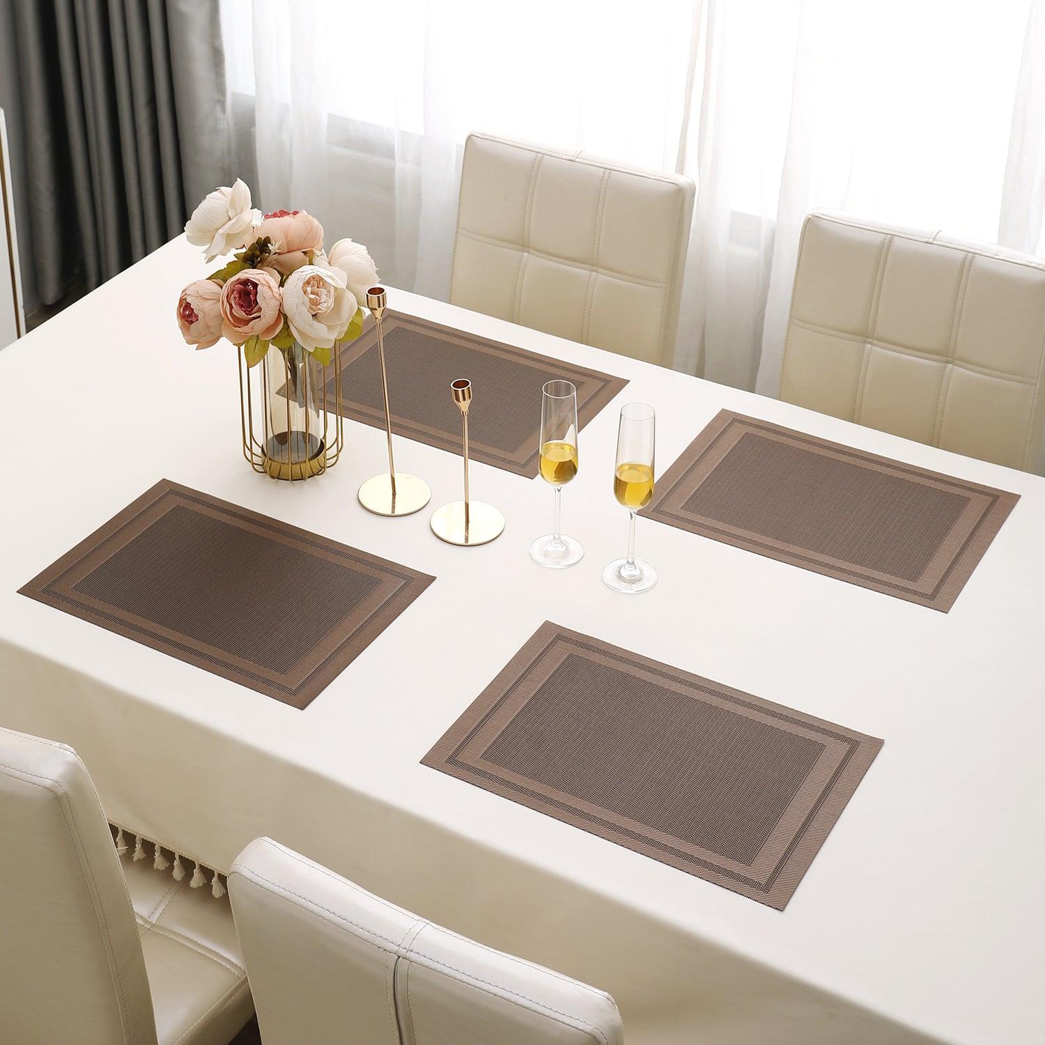 PVC Dining Table Mats, Copper Brown - HOKIPO | Har Ghar ka Humsafar