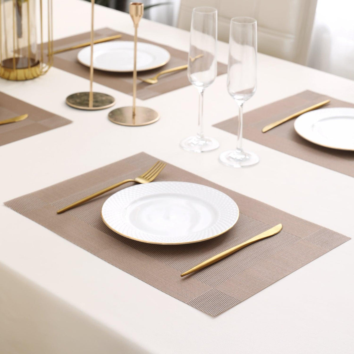 PVC Dining Table Mats, Copper Brown - HOKIPO | Har Ghar ka Humsafar