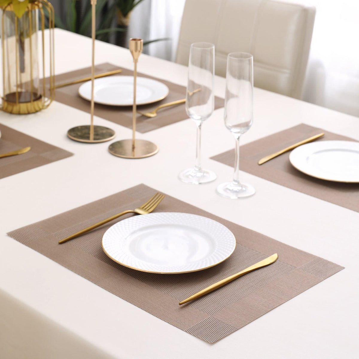 PVC Dining Table Mats, Copper Brown - HOKIPO | Har Ghar ka Humsafar
