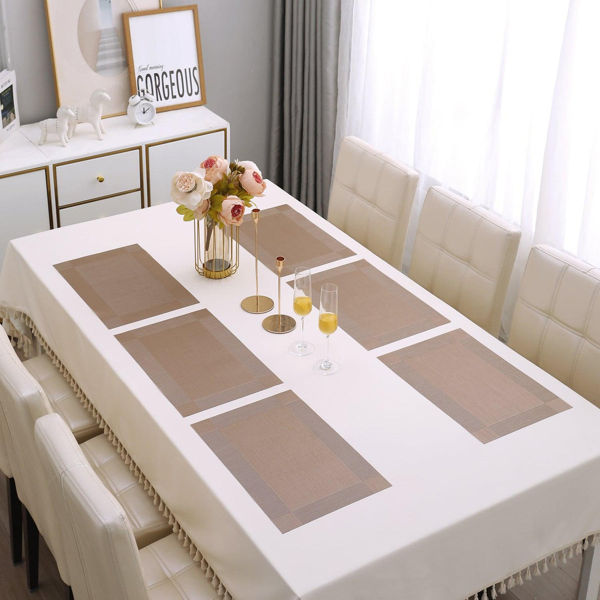 PVC Dining Table Mats, Copper Brown - HOKIPO | Har Ghar ka Humsafar