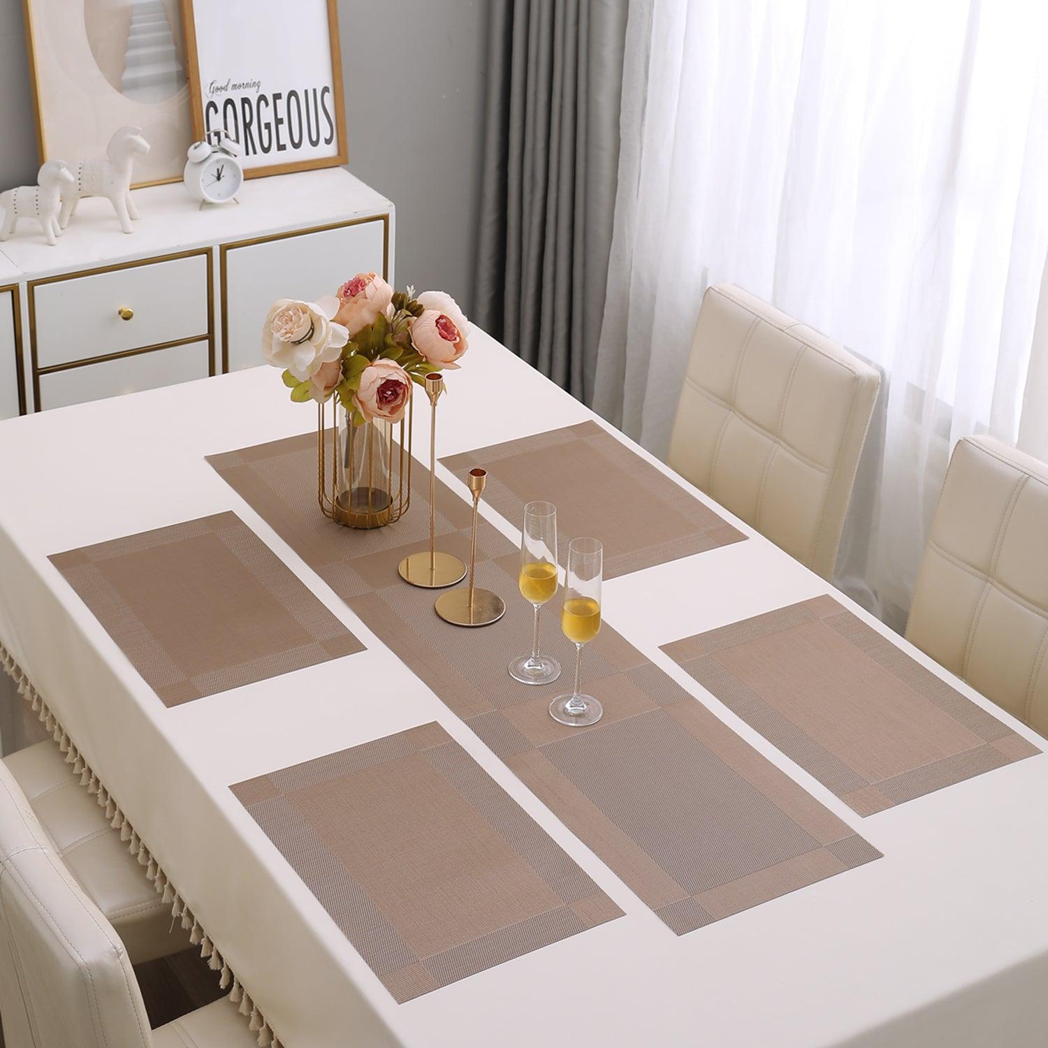 PVC Dining Table Mats, Copper Brown - HOKIPO | Har Ghar ka Humsafar