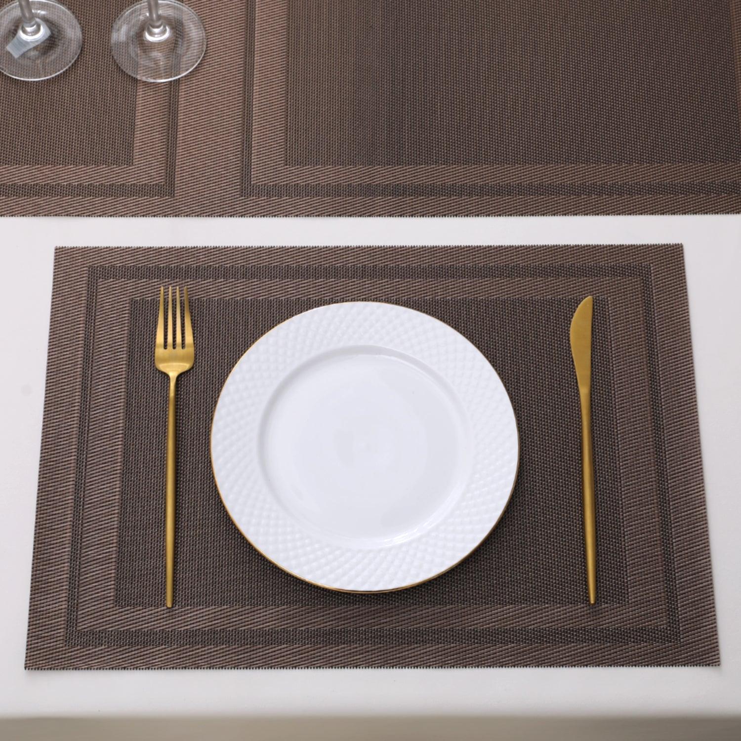 PVC Dining Table Mats, Copper Brown - HOKIPO | Har Ghar ka Humsafar