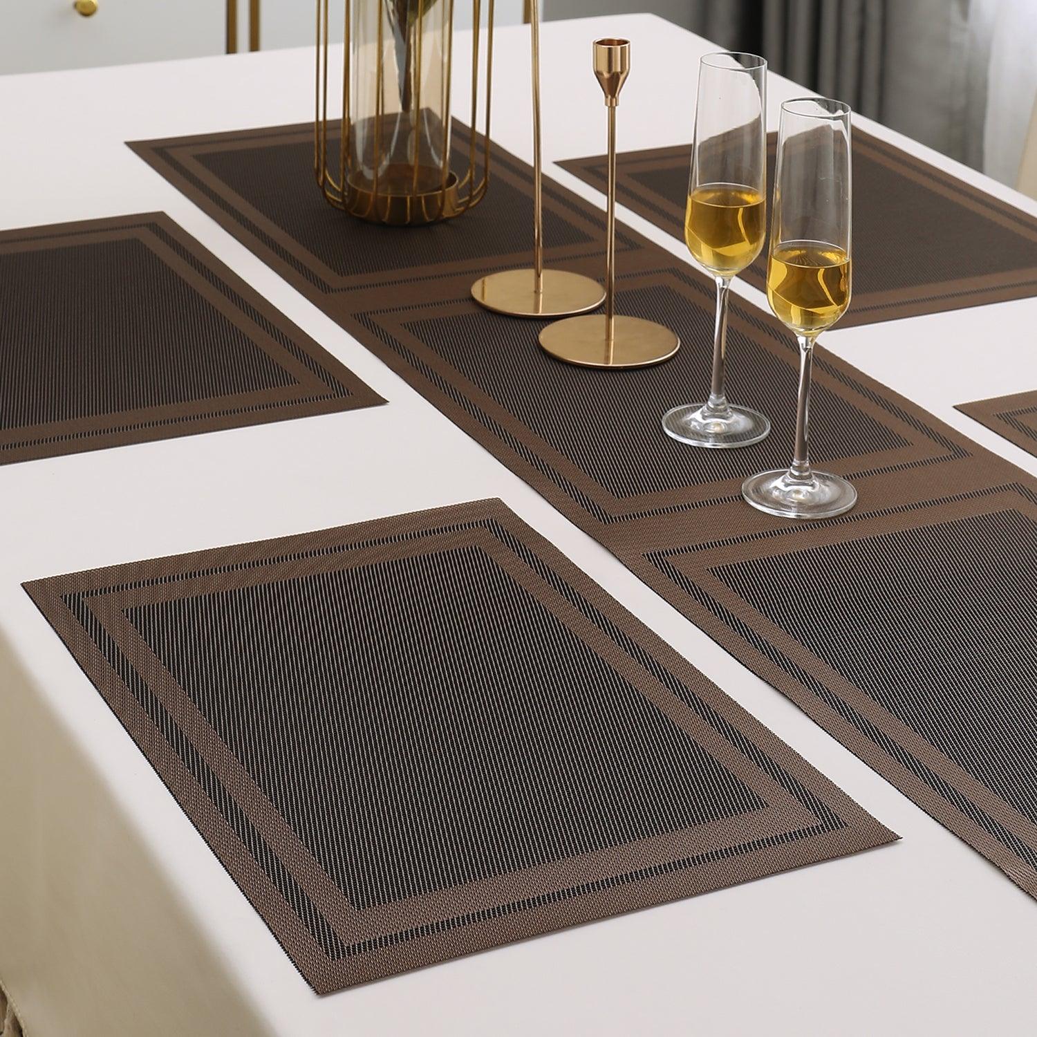 PVC Dining Table Mats, Copper Brown - HOKIPO | Har Ghar ka Humsafar