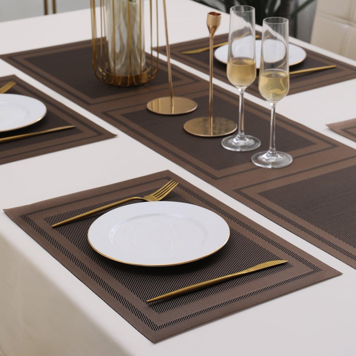 PVC Dining Table Mats, Copper Brown - HOKIPO | Har Ghar ka Humsafar