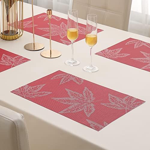 PVC Dining Table Mats, Crimson Maple Leaf - HOKIPO | Har Ghar ka Humsafar